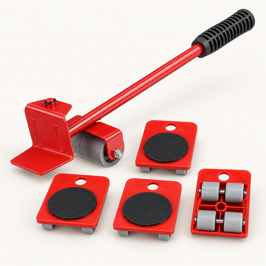 Kit para mover muebles · Palanca y 4 soportes con ruedas
